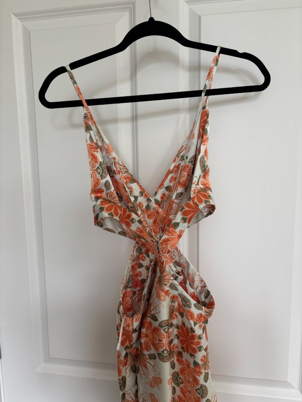 House of Harlow 1960 Orange Floral Cutout Midi Dress, Size M